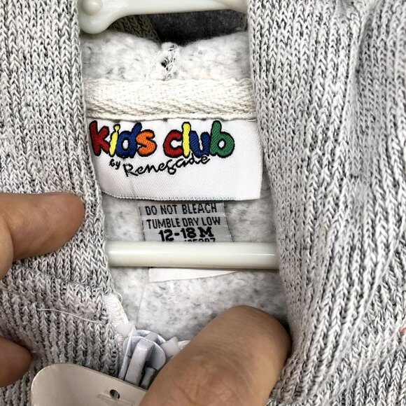 NWT Vintage Baby 12-18M Newport, RI Dolphin Hoodie Sweatshirt Zip Up Gray - Picture 5 of 7